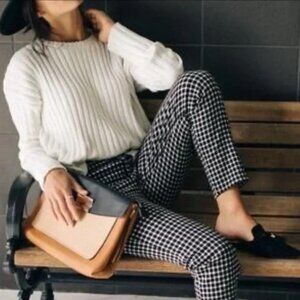 J. Jill Premium Bi-Stretch Black White Gingham Plaid Pants Career Womens Size‎ 8